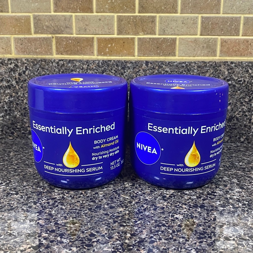Nivea Body Cream Essentially Enriched Almond Oil for Dry Skin 13.5oz - 2 Pack